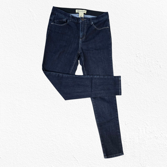 Democracy Dark Wash "Ab"solution Mid Rise Slimming Classic Skinny Jeans Size 2 - Picture 1 of 8